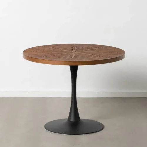 Mesa Comedor Circular Natural y Base Negro de Metal - IXIA (1)