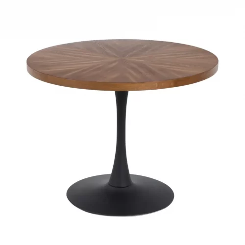 Mesa Comedor Circular Natural y Base Negro de Metal - IXIA (2)