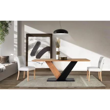 Mesa Comedor Madera Acacia y Metal 200x100x77 Cm - Giner y Colomer (1)