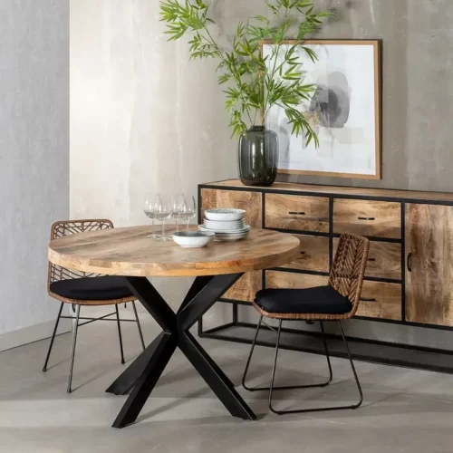Mesa Comedor Madera Hierro Natural Negro 120x76 Cm - IXIA (7)
