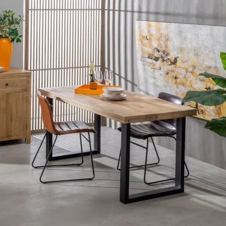 Mesa Comedor Madera Hierro Natural Negro 160x80x76 Cm - IXIA (3)