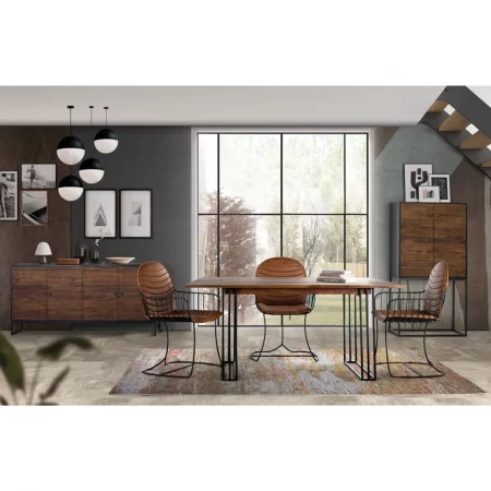 Mesa Comedor Madera Palisandro Base Metal Colección Varanasi 150x90x76 - Giner y Colomer (3)