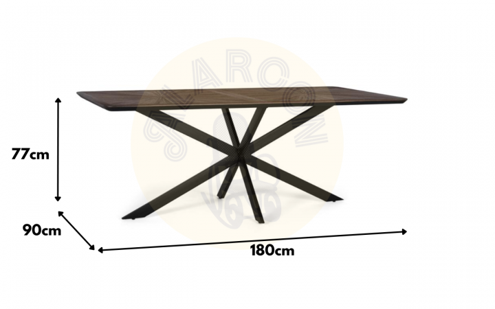 Mesa Comedor Madera Teca Reciclada Marron Oscuro 180x90x77 Cm - Giner y Colomer (copia) (2)