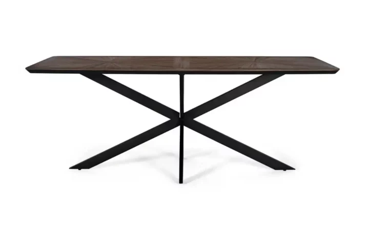 Mesa Comedor Madera Teca Reciclada Marron Oscuro 200x100x77 Cm - Giner y Colomer (1)