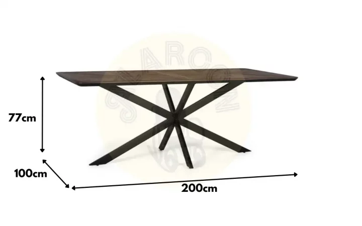 Mesa Comedor Madera Teca Reciclada Marron Oscuro 200x100x77 Cm - Giner y Colomer (3)