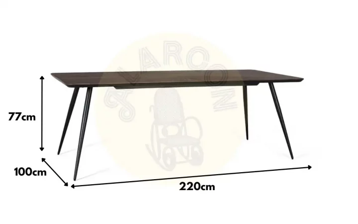 Mesa Comedor Madera Teca Reciclada Marron Oscuro 220x100x77 Cm - Giner y Colomer (8)