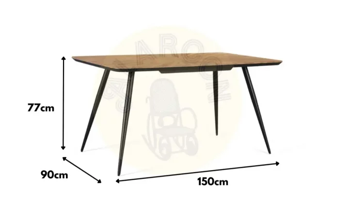 Mesa Comedor Madera Teca Reciclada Tapa Acabado Natural 150x90x77 Cm - Giner y Colomer (1)