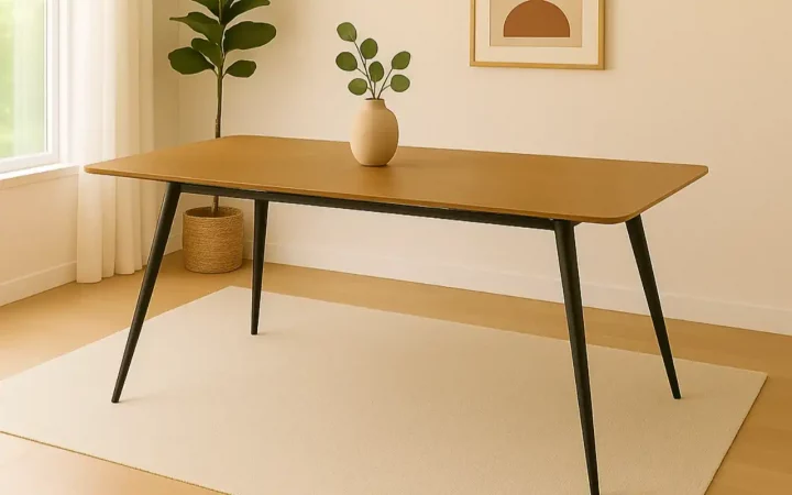 Mesa Comedor Madera Teca Reciclada Tapa Acabado Natural 150x90x77 Cm - Giner y Colomer (5)