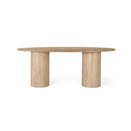 Mesa Comedor Ovalada Madera Mango Patas Mármol 200x90x76 Cm - Giner y Colomer (1)