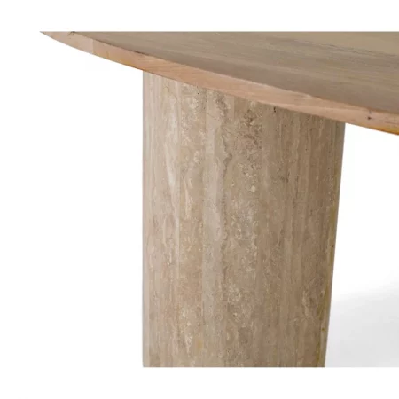 Mesa Comedor Ovalada Madera Mango Patas Mármol 200x90x76 Cm - Giner y Colomer (3)