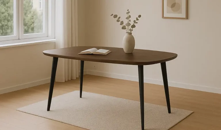 Mesa Comedor Ovalada Madera Tapa Acabado Nogal 200x100x76 Cm - Giner y Colomer (2)