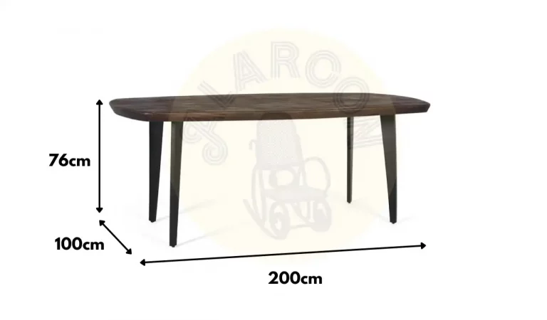 Mesa Comedor Ovalada Madera Tapa Acabado Nogal 200x100x76 Cm - Giner y Colomer (4)