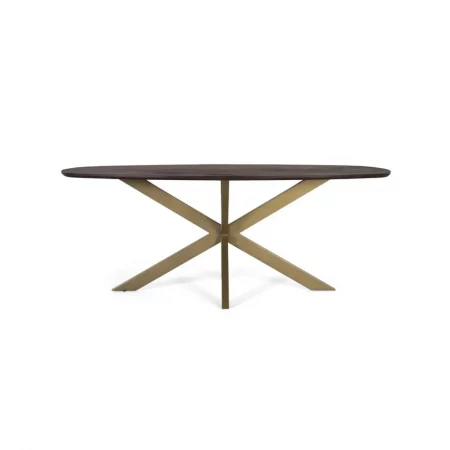 Mesa Comedor Ovalada Madera de Acacia Acabado Nogal 200x100x76 Cm - Giner y Colomer (1)