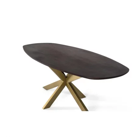 Mesa Comedor Ovalada Madera de Acacia Acabado Nogal 200x100x76 Cm - Giner y Colomer (3)