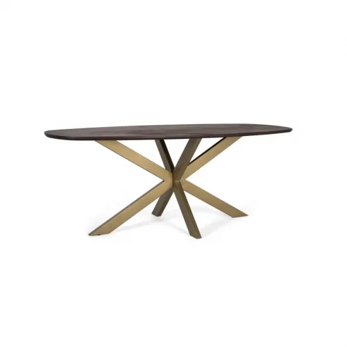Mesa Comedor Ovalada Madera de Acacia Acabado Nogal 200x100x76 Cm - Giner y Colomer (5)