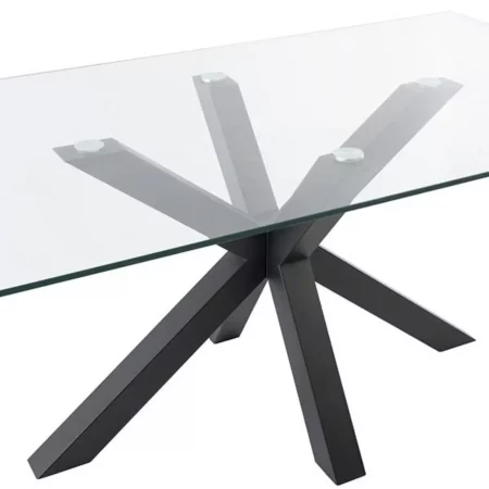 Mesa Comedor Rectangular Fija Mod. DEMI de Cristal y Patas de Metal Negro - SomCasa (3)