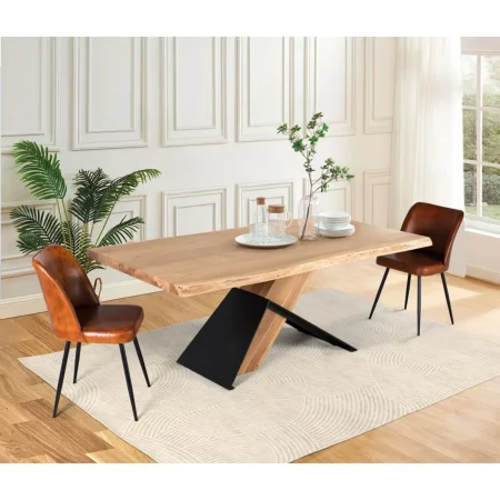 Mesa Comedor Rectangular Madera Acacia Patas Metal 240x100x76 Cm - Giner y Colomer (1)