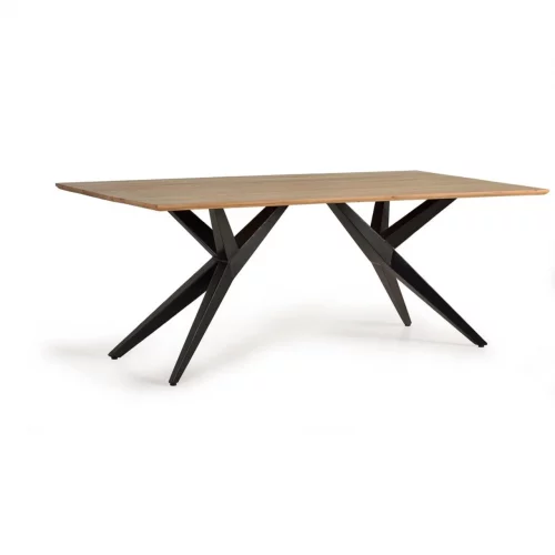 Mesa Comedor Rectangular Madera Acacia Patas Metal Estilo Industrial 180x90x77 Cm - Giner y Colomer (2)