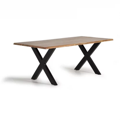 Mesa Comedor Rectangular Madera Acacia Patas Metal Tapa 35mm. 160x100x78 Cm - Giner y Colomer (1)