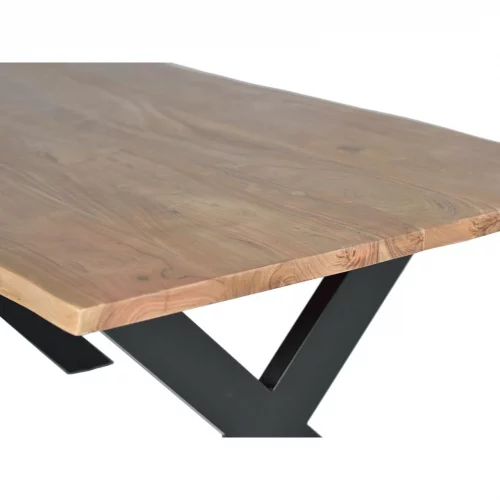 Mesa Comedor Rectangular Madera Acacia Patas Metal Tapa 35mm. 160x100x78 Cm - Giner y Colomer (5)