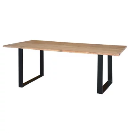 Mesa Comedor Rectangular Madera Acacia Tablero Grosor Patas Metal 180x90x76 Cm - Giner y Colomer (1)