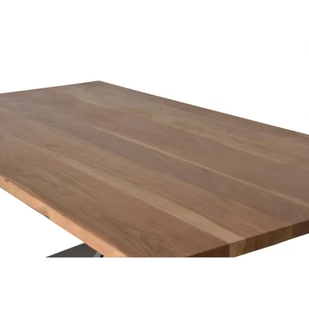 Mesa Comedor Rectangular Madera Acacia Tapa 35 mm. Grosor Patas Metal Estilo Industrial 200x100x76 Cm - Giner y Colomer (1)