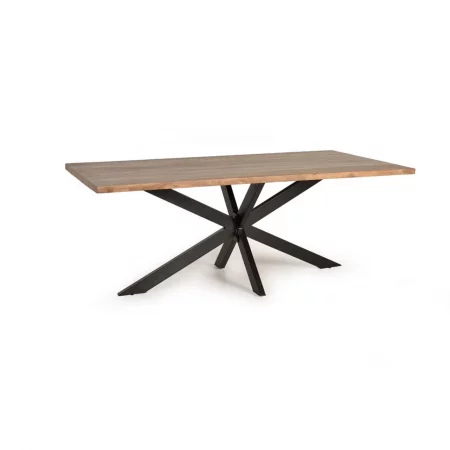 Mesa Comedor Rectangular Madera Acacia Tapa 35 mm. Grosor Patas Metal Estilo Industrial 200x100x76 Cm - Giner y Colomer (6)