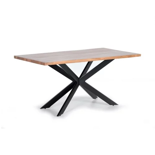 Mesa Comedor Rectangular Madera Acacia Tapa 35 mm. Patas Metal 180x100x78 Cm - Giner y Colomer (5)
