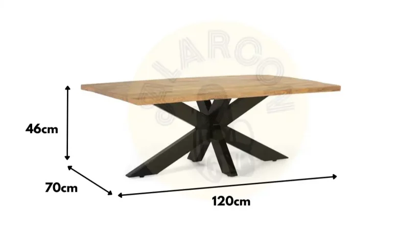 Mesa Comedor Rectangular Madera Mango Tapa Acabado Natural 120x70x46 Cm - Giner y Colomer (5)