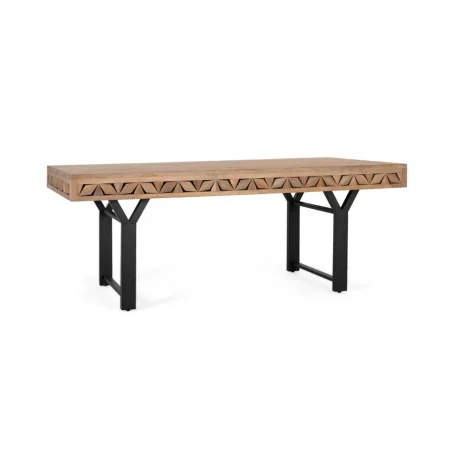 Mesa Comedor Rectangular Madera Mango Tapa Acabado Natural 200x100x76 Cm - Giner y Colomer (2)