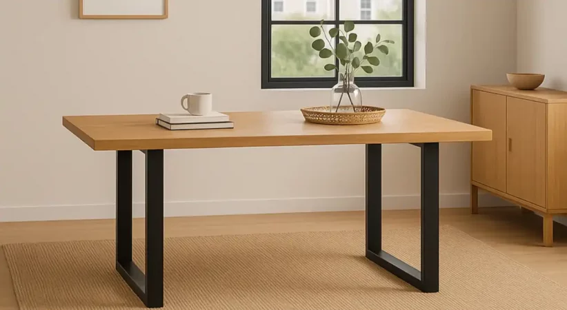 Mesa Comedor Rectangular Madera Mango Tapa Acabado Natural 200x100x77 Cm - Giner y Colomer (1)