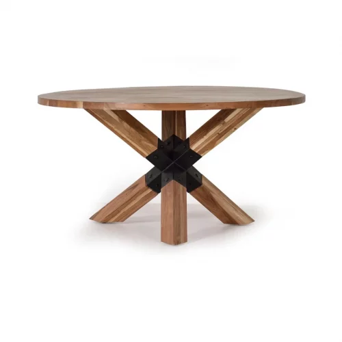 Mesa Comedor Redonda 150x76 Cm Madera Acacia Patas Metal - Giner y Colomer (4)