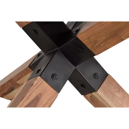 Mesa Comedor Redonda 150x76 Cm Madera Acacia Patas Metal - Giner y Colomer (5)
