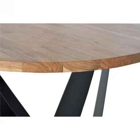 Mesa Comedor Redonda Madera Acacia Patas Metal Estilo Industrial 120x78 Cm - Giner y Colomer (3)
