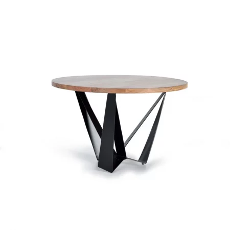 Mesa Comedor Redonda Madera Acacia Patas Metal Estilo Industrial 120x78 Cm - Giner y Colomer (4)