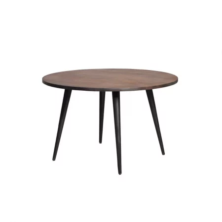 Mesa Comedor Redonda Madera Mango Color Cerezo Patas Metal 120x76 Cm - Giner y Colomer (2)