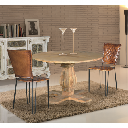 Mesa Comedor Redonda Madera Mango Pata Central 120 Diámetro x 77 Cm - Giner y Colomer (2)