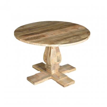 Mesa Comedor Redonda Madera Mango Pata Central 120 Diámetro x 77 Cm - Giner y Colomer (3)