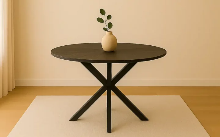Mesa Comedor Redonda Madera Teca Reciclada Marron Oscuro 120x77 Cm - Giner y Colomer (1)