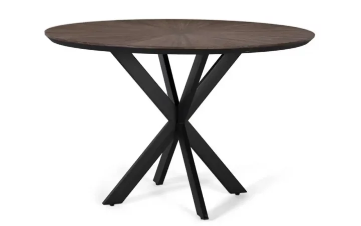 Mesa Comedor Redonda Madera Teca Reciclada Marron Oscuro 120x77 Cm - Giner y Colomer (3)