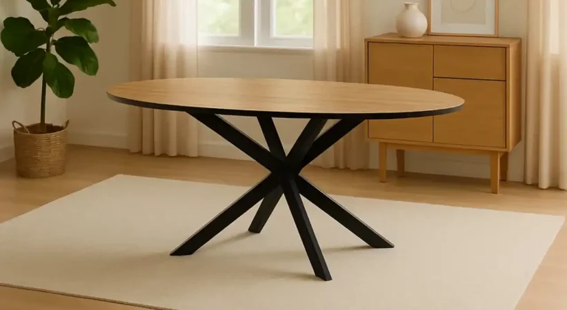Mesa Comedor Redondada Madera Tapa Acabado Natural 220x100x76 Cm - Giner y Colomer (1)