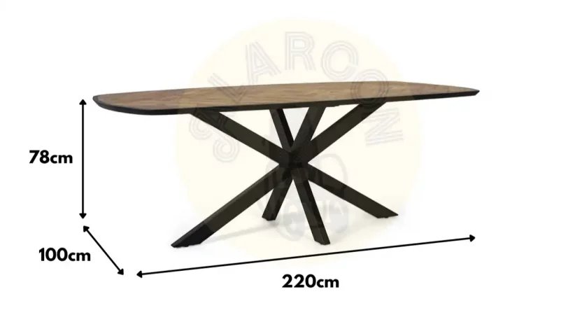 Mesa Comedor Redondada Madera Tapa Acabado Natural 220x100x76 Cm - Giner y Colomer (2)