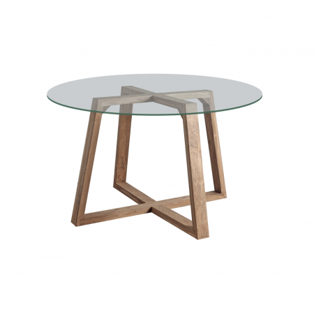 Mesa Comedor Scarpa de Madera de Acacia Sobre Cristal - Imori (2)