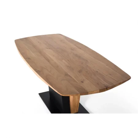 Mesa Comedor Semi Ovalada Madera Acacia y Metal 240x100x76 Cm - Giner y Colomer (3)