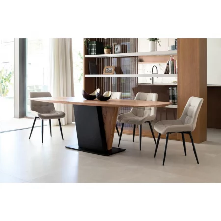 Mesa Comedor Semi Ovalada Madera Acacia y Metal 240x100x76 Cm - Giner y Colomer (6)