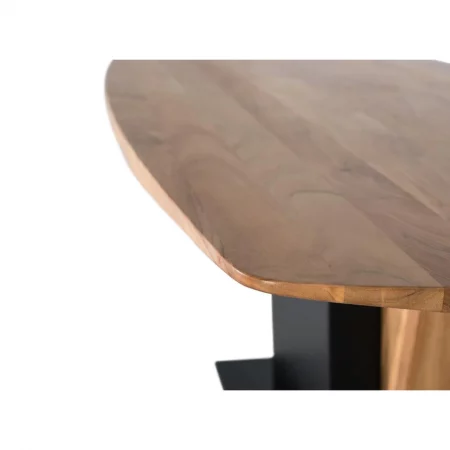 Mesa Comedor Semi Ovalada Madera Acacia y Metal 240x100x76 Cm - Giner y Colomer (7)