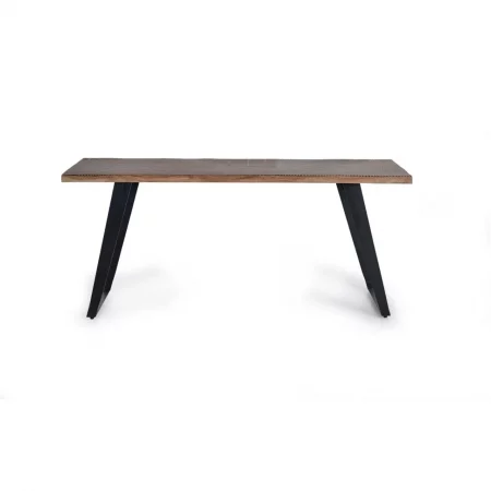 Mesa Comedor Sobre Acacia Maciza Tallado a Mano Patas Metal Estilo Industrial Colección Yakarta 180x90x78 Cm - Giner y Colomer (1)