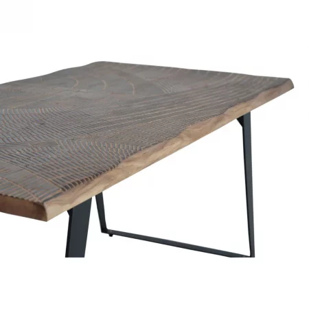Mesa Comedor Sobre Acacia Maciza Tallado a Mano Patas Metal Estilo Industrial Colección Yakarta 180x90x78 Cm - Giner y Colomer (4)