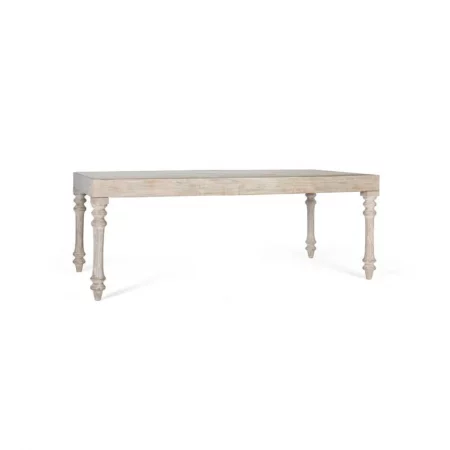 Mesa Comedor Sobre Mandala Madera Mango Decapada Blanco Cristal 200x100 - Giner y Colomer (2)