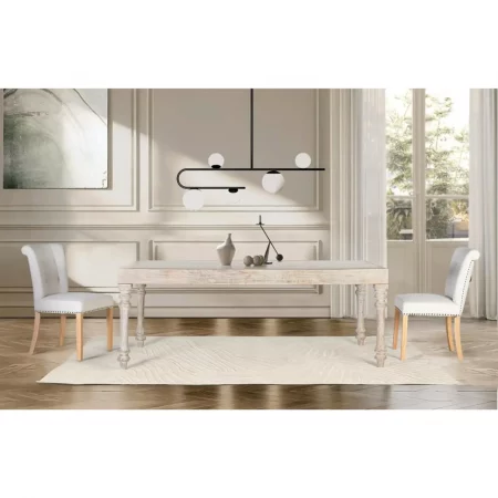 Mesa Comedor Sobre Mandala Madera Mango Decapada Blanco Cristal 200x100 - Giner y Colomer (3)